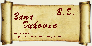 Bana Duković vizit kartica